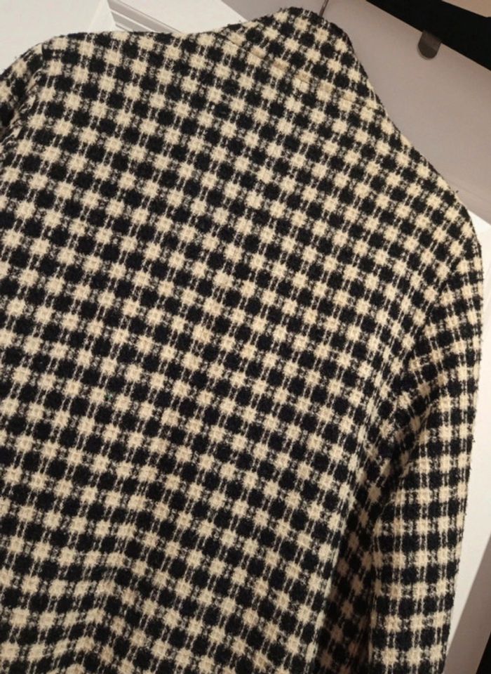 🔝 Manteau long carreaux vichy similicuir Gérard Pasquier noir et blanc L 40 laine et nylon - photo numéro 4