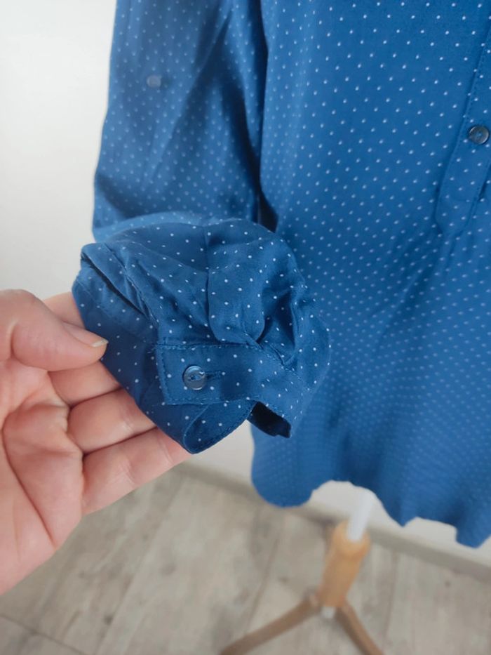 Blouse manches longues bleu marine à pois blancs taille 38 Esprit - photo numéro 6