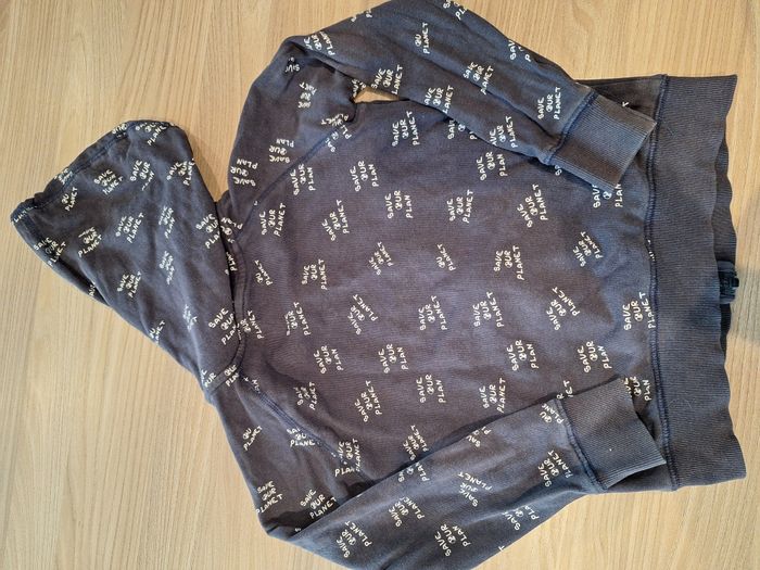 Gilet bleu zippé U "Save our planet" - 8 ans - photo numéro 2