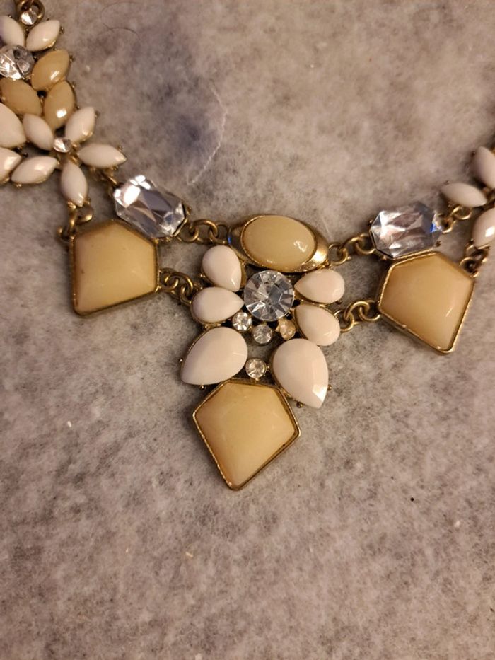 Collier avec strass blanc beige cristal - photo numéro 4