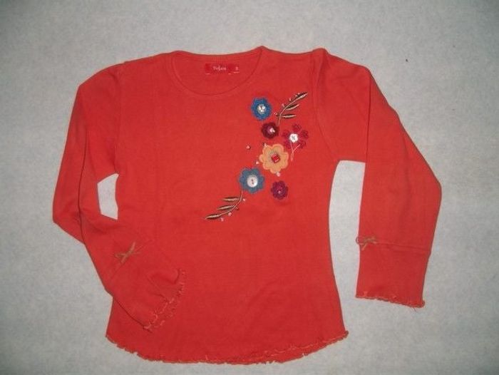 Maillot manches longues, déco fleurs