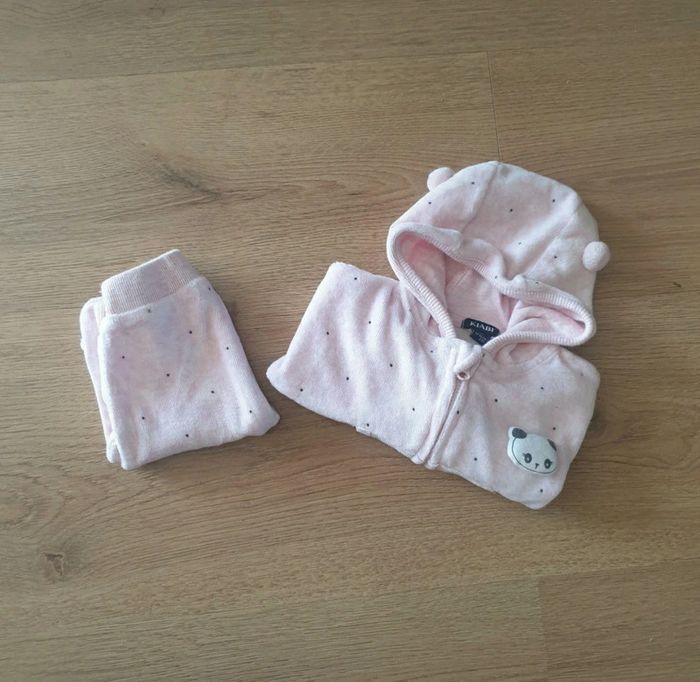 🩷 Ensemble veste zippé à capuche en bas 1 mois kiabi #emyfleury_1moisfille - photo numéro 2