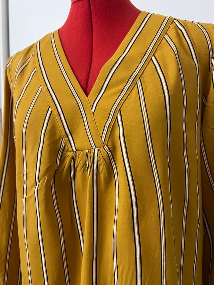 Blouse manches longues rayée jaune moutarde Akoz - photo numéro 2