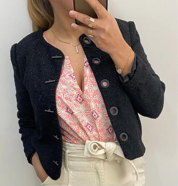 Superbe Veste Légère Courte Style Tweed Taille S