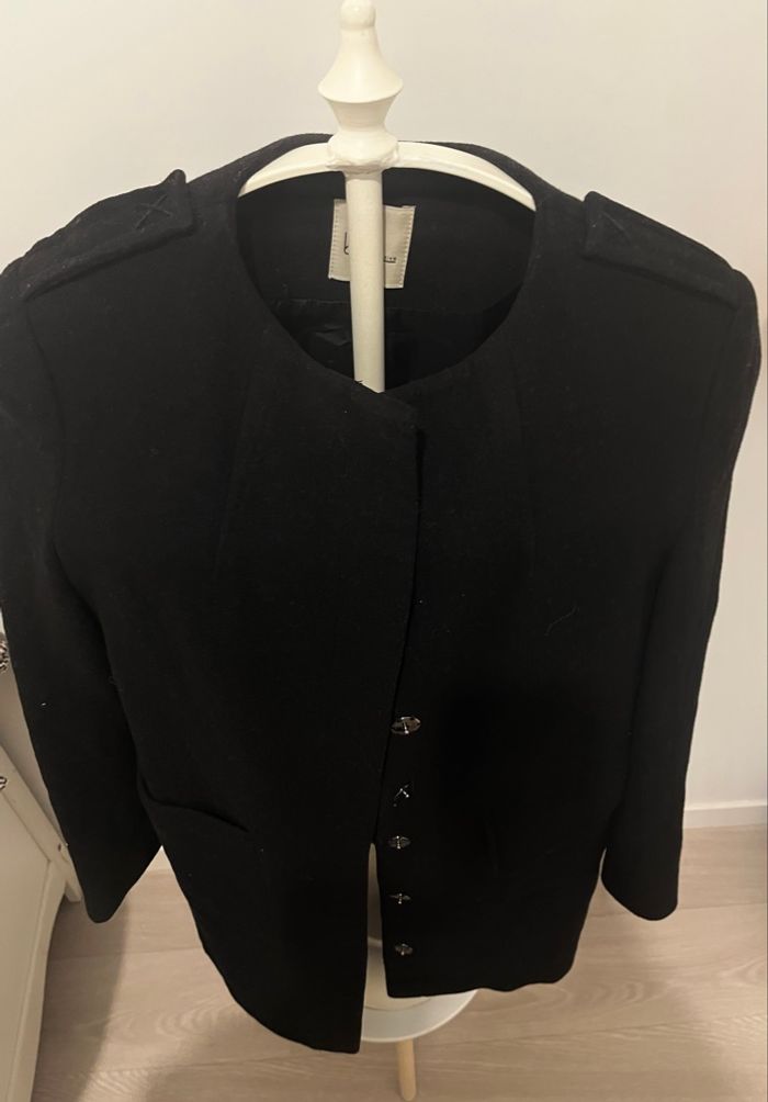 Manteau mi long noir en 75% laine taille 36 - photo numéro 4