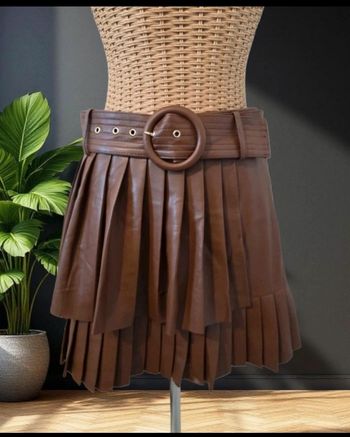 Jupe avec ceinture similicuir marron - Zara - Taille 36