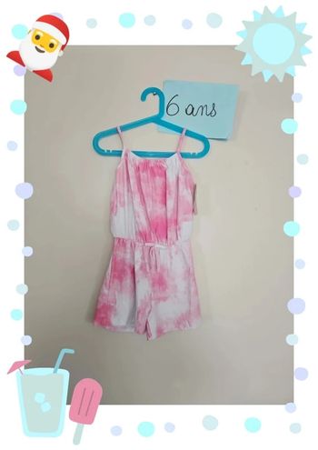 combishort fille rose tie and dye 6 ans rose