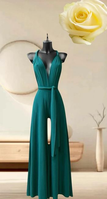 Superbe combi bleu vert canard dos nu positions multiples