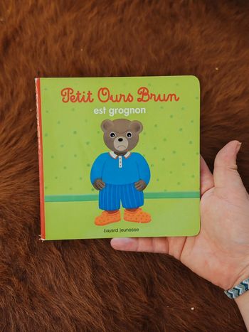 Livre petit ours brun est grognon