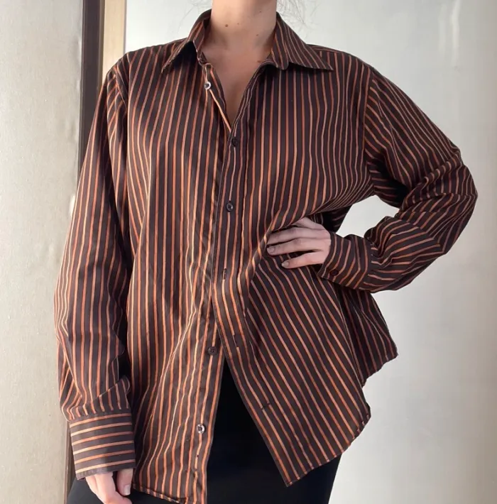Chemise marron à rayures orange Burton