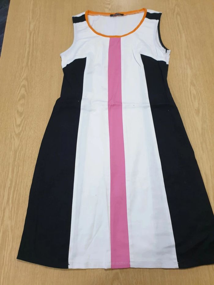 Robe femme Morgan T36 long 81cm blanc/noir/rose