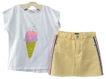 6 ans ensemble été teeshirt dpam et jupe Kiabi