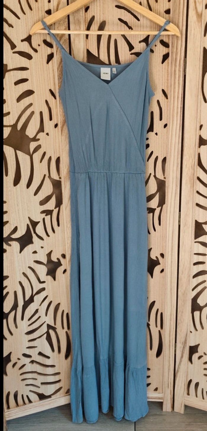 Robe longue fluide fines bretelles bleu-gris Taille S ICHI - photo numéro 6