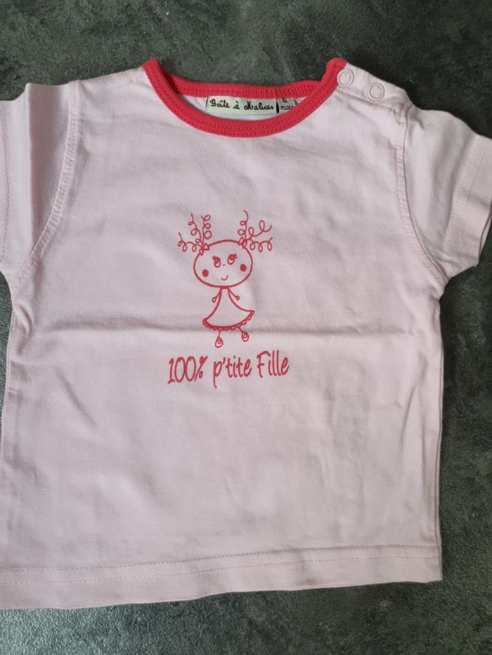 Lot 3 t-shirts bébé fille 6 mois peu porté - photo numéro 5