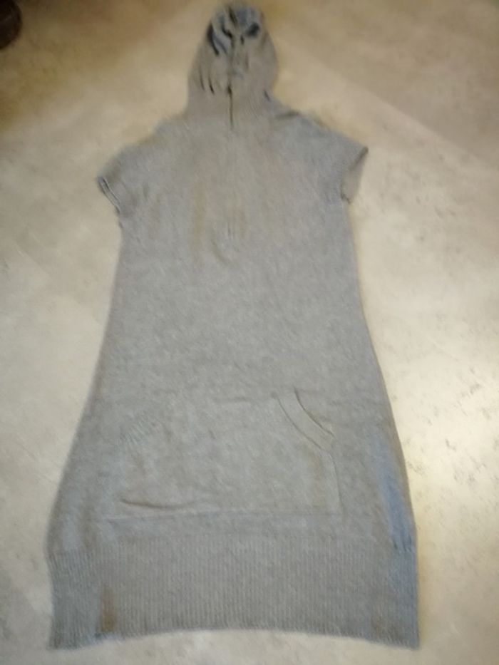 Tunique robe pull grise avec capuche manches courtes Taille 38/40 Tipter