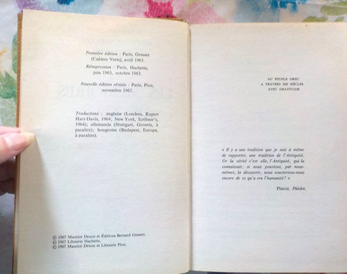 LES MEMOIRES DE ZEUS T1&2 en un volume de Maurice DRUON Ed. Plon 1967 - photo numéro 7