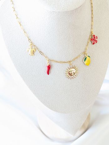 Collier breloques soleil