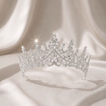 Couronne, diadème argenté strass Neuf