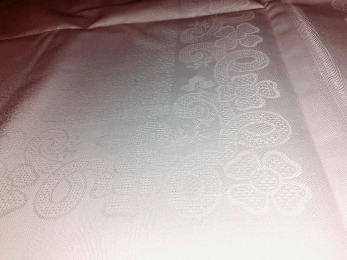 Neuf 1 Nappe et 12 serviettes damassé metis crème - photo numéro 7