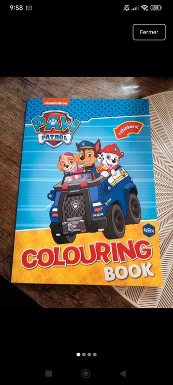 Livre de coloriage pat patrouille + gommettes 