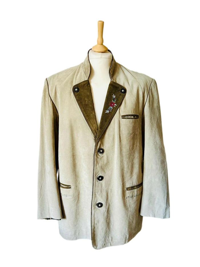 🌿Blazer homme en daim avec broderie 54/XL Trachten cottagecore Oktoberfest Suede leather blazer🌿 - photo numéro 8