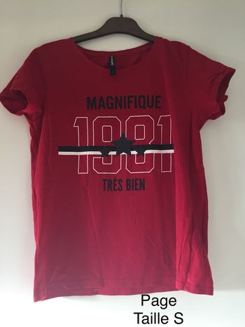 T-shirt rouge « magnifique 1981 très bien » Page Taille S