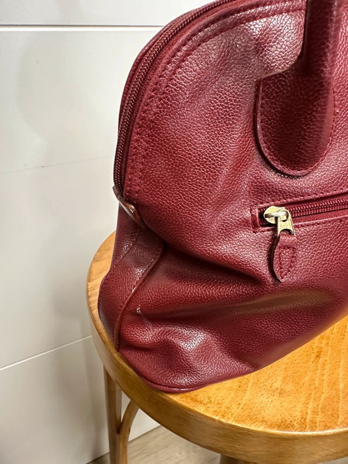 Sac à main en cuir bordeaux/rouge - photo numéro 3