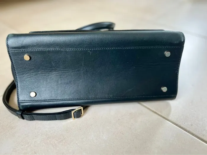 Sac à main noir, en cuir, avec porte carte, Le Tanneur - photo numéro 4