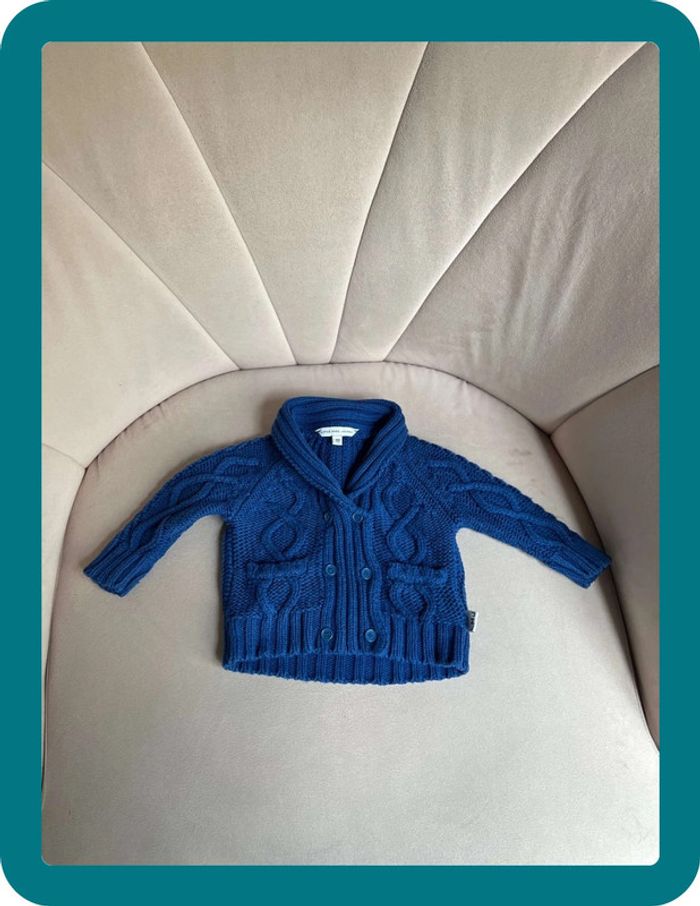 Gilet torsadé bleu électrique à col 9 mois - Little Marc Jacobs - photo numéro 8