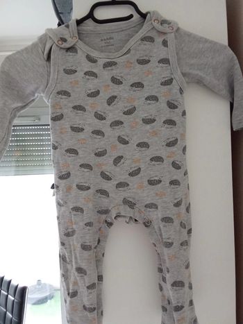 Ensemble salopette en coton 9 mois