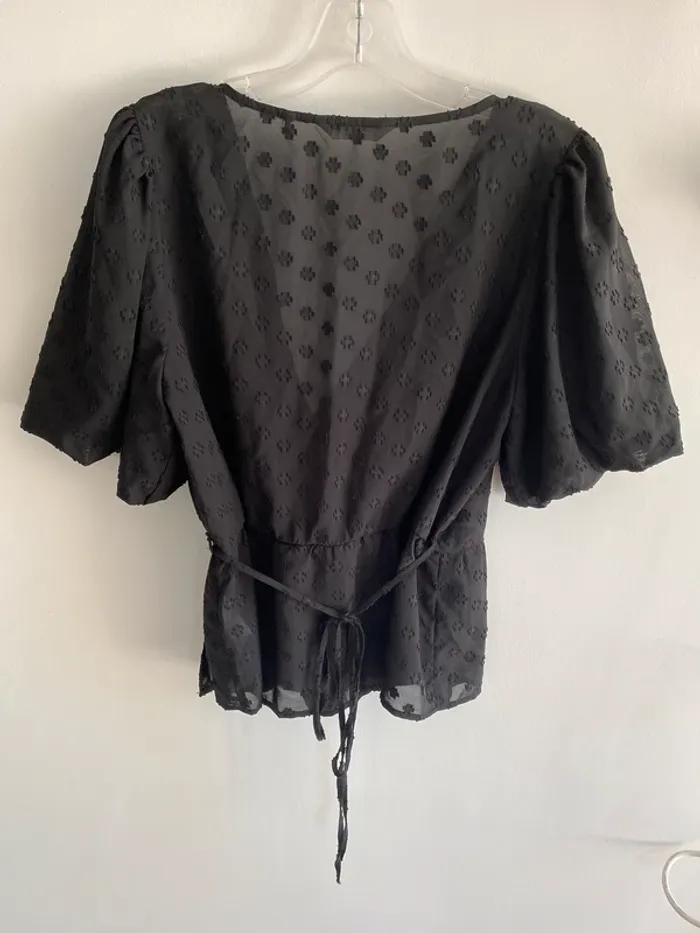 Blouse cache cœur manche boule naf naf noir - photo numéro 4