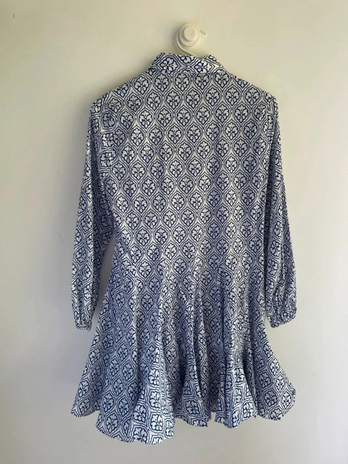 Robe blanche à motif bleu Zara - photo numéro 7