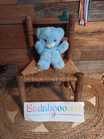 Peluche hochet ours bleu Prénatal vintage tbe