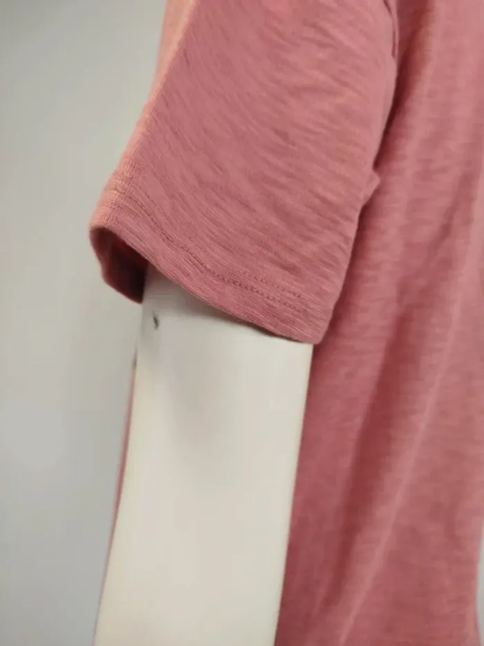 T-shirt couleur bois de rose col rond motif feuille (A995) - photo numéro 5
