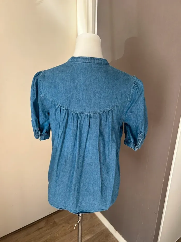 Blanche porte chemise, chemisier en jean femme, taille 38 - photo numéro 2