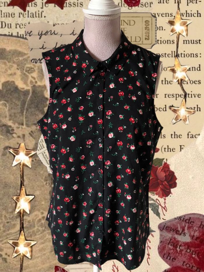 🖤🌹 Aesthetic Y2K pop rock rockabilly outfit set ,lot tenue jupe et chemise sans manches🌹🖤 - photo numéro 6