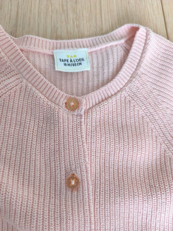 Gilet fille rose avec boutons pailletés Tape à l'Oeil - Taille 80cm - photo numéro 3