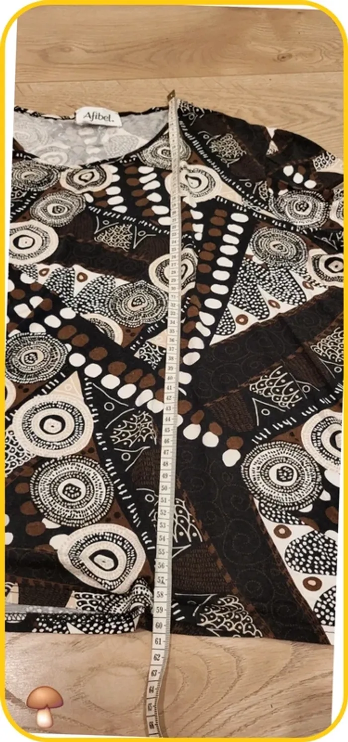 Tee-shirt ample à motifs géométriques – Afibel – Taille 54- Très bon état - Noir,Marron,Blanc - photo numéro 8