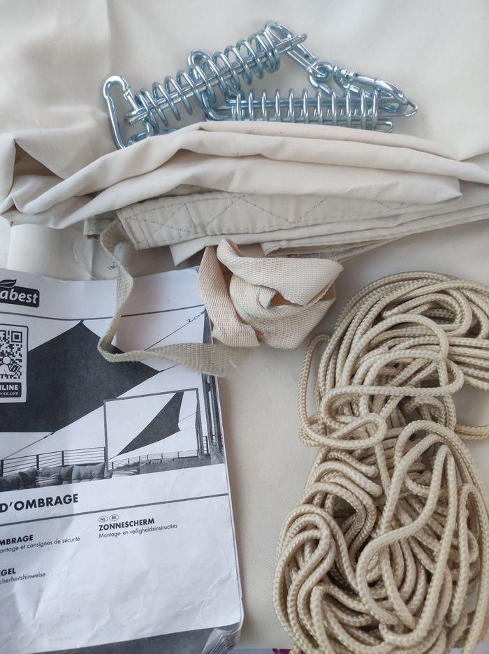 Voile, toile d'ombrage crème 2x3m - photo numéro 4