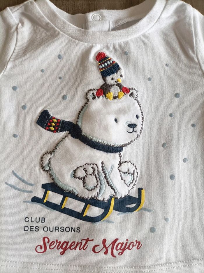 T Shirt manches longues ours polaire Sergent Major 3 mois - photo numéro 2