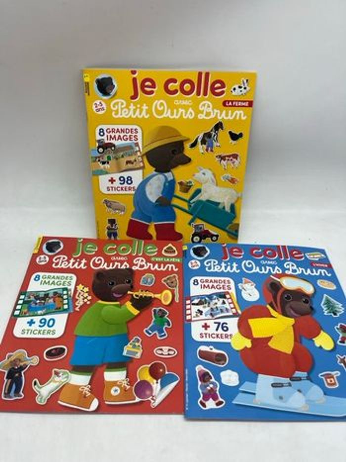 Lot de 3 magazines Livres d’activités je colle avec Petit Ours brun Neuf