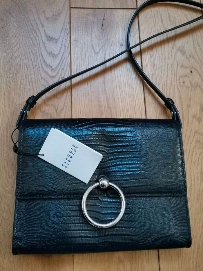 Sac Anouck en cuir marine sac pochette 2en1 | Claudie Pierlot | neuf - photo numéro 6
