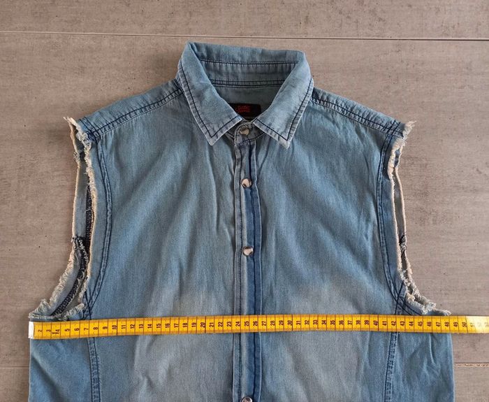 chemise jean sans manches - S - photo numéro 6