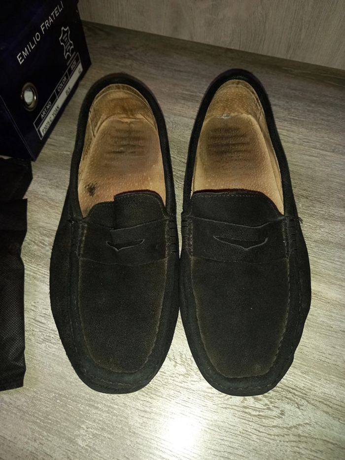 mocassin noir en cuir emilio frateli  pointure 42 - photo numéro 2