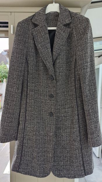 Manteau long gris et noir chiné M&S Mode