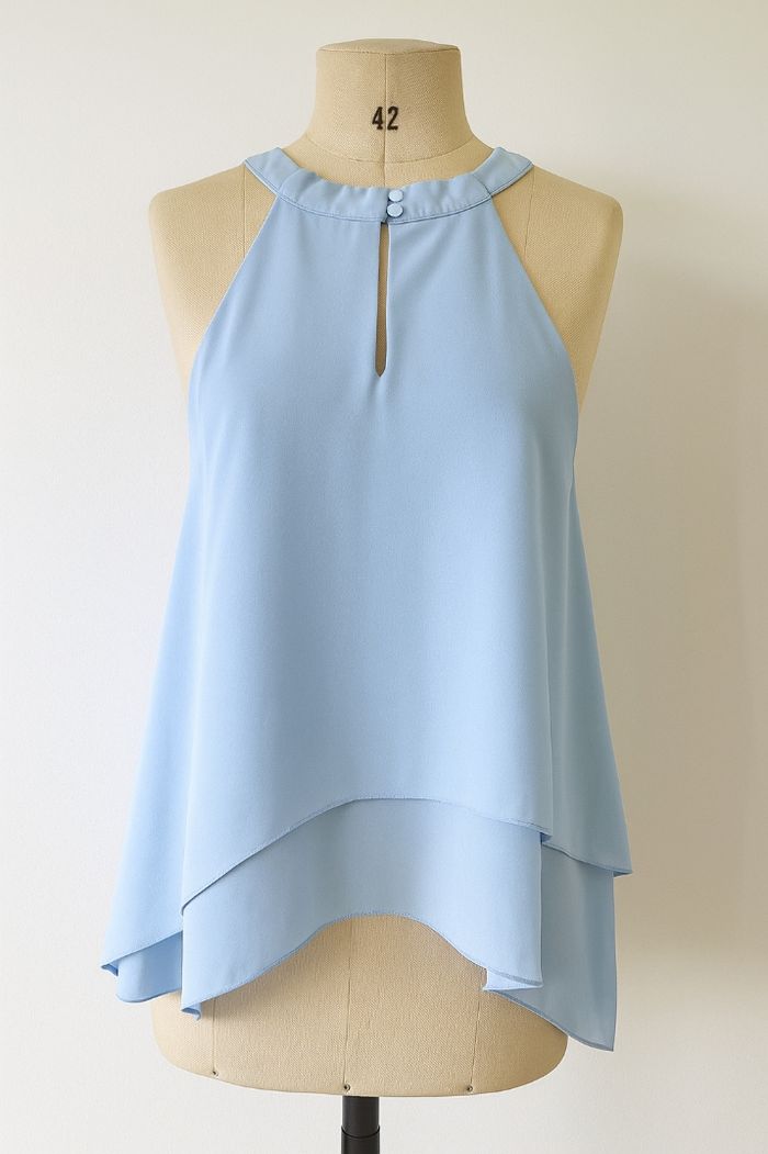 Blouse fluide bleu ciel Atmosphere - Taille 42 (XL) - photo numéro 2