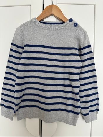 Pull gris rayé bleu la redoute taille 8 ans très bon état