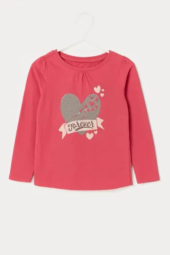 T-shirt rose imprimé cœur – Tex – 4 ans