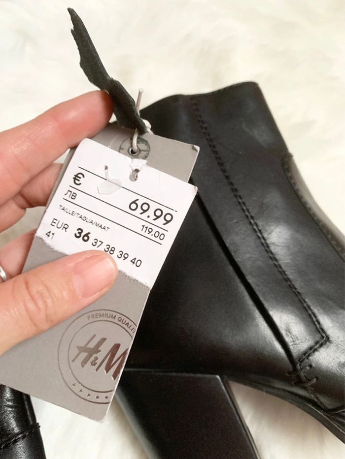 Boots bottine en Cuir Noir neuve avec Étiquette - photo numéro 6