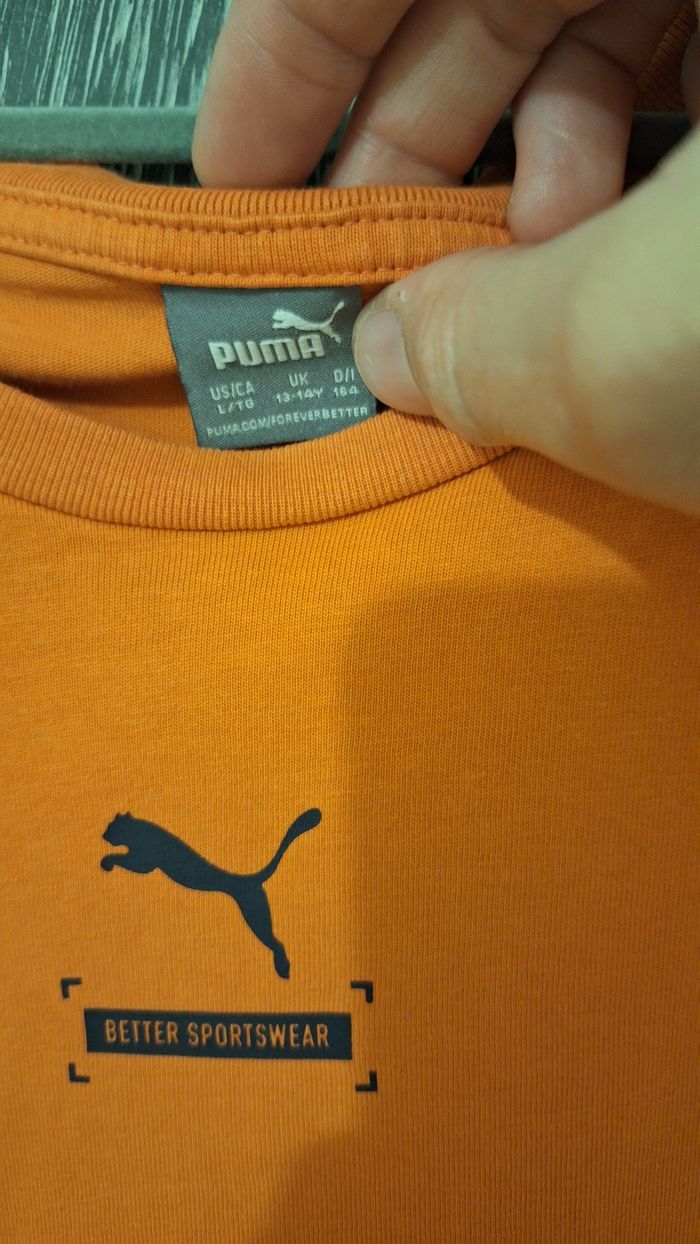 Tee-shirt manches courtes uni Orange Puma - photo numéro 3